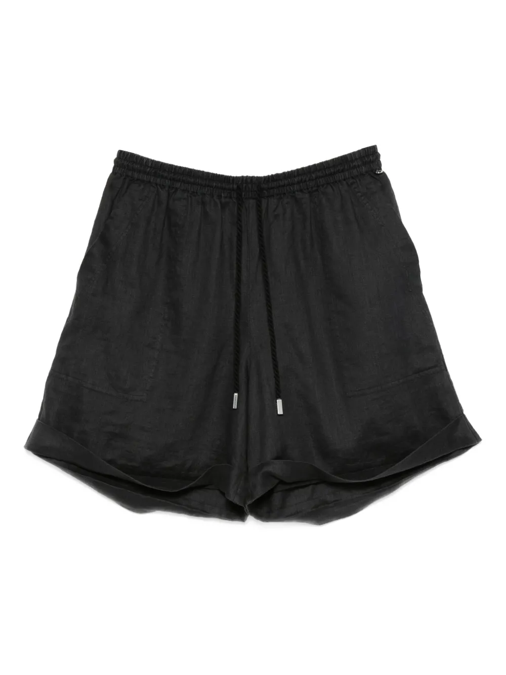 BOSS Ramie shorts met trekkoord Zwart