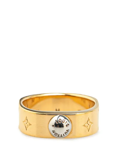 Louis Vuitton Pre-Owned 2019 Gold Plated Monogram Engraved Nanogram Ring costume ring