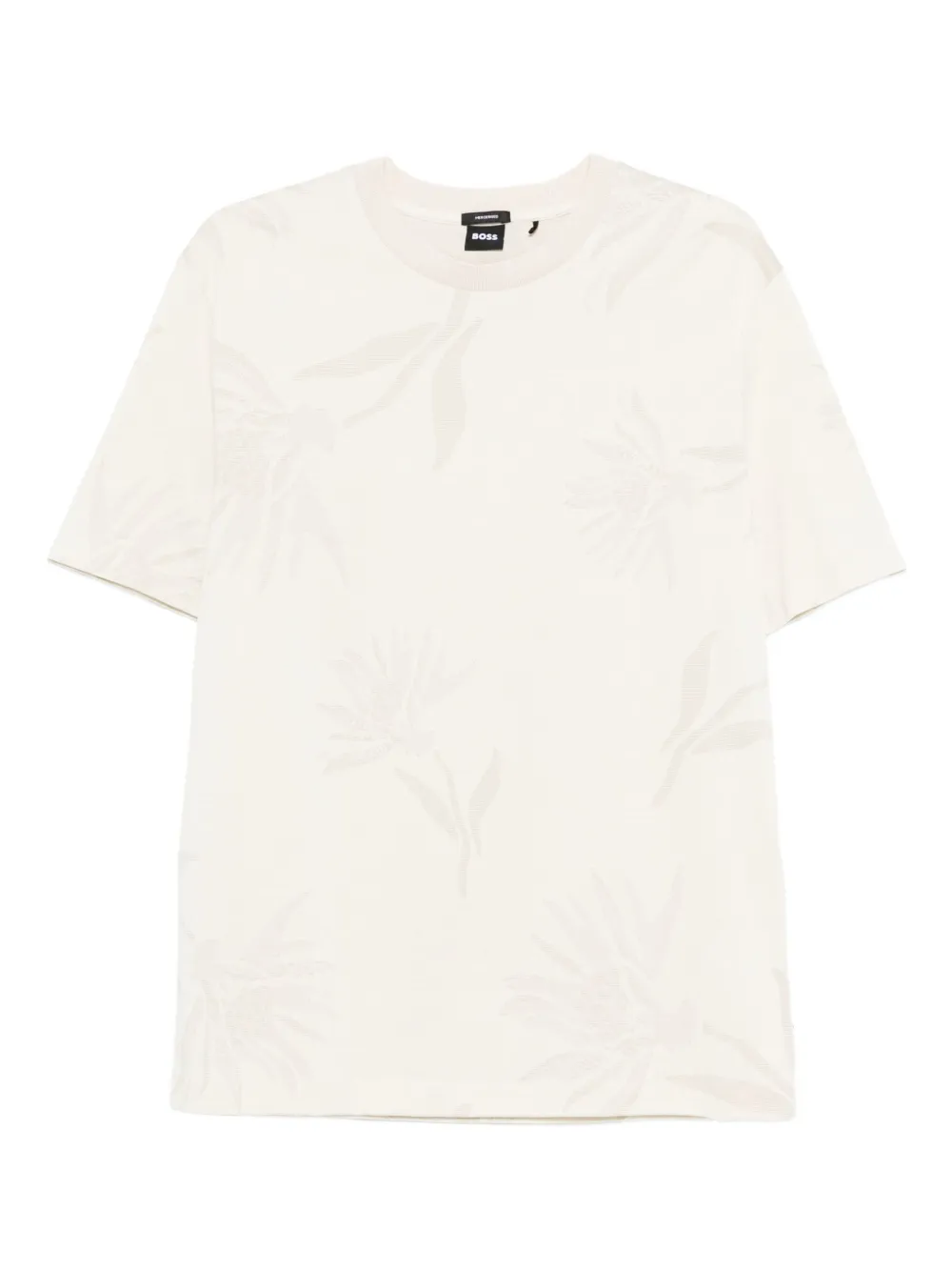 BOSS floral-print cotton t-shirt Beige