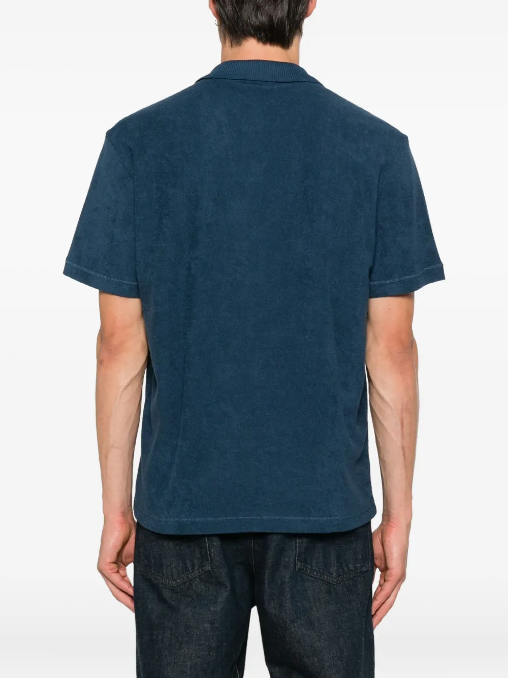 BOSS logo-embroidered cotton t-shirt Blauw