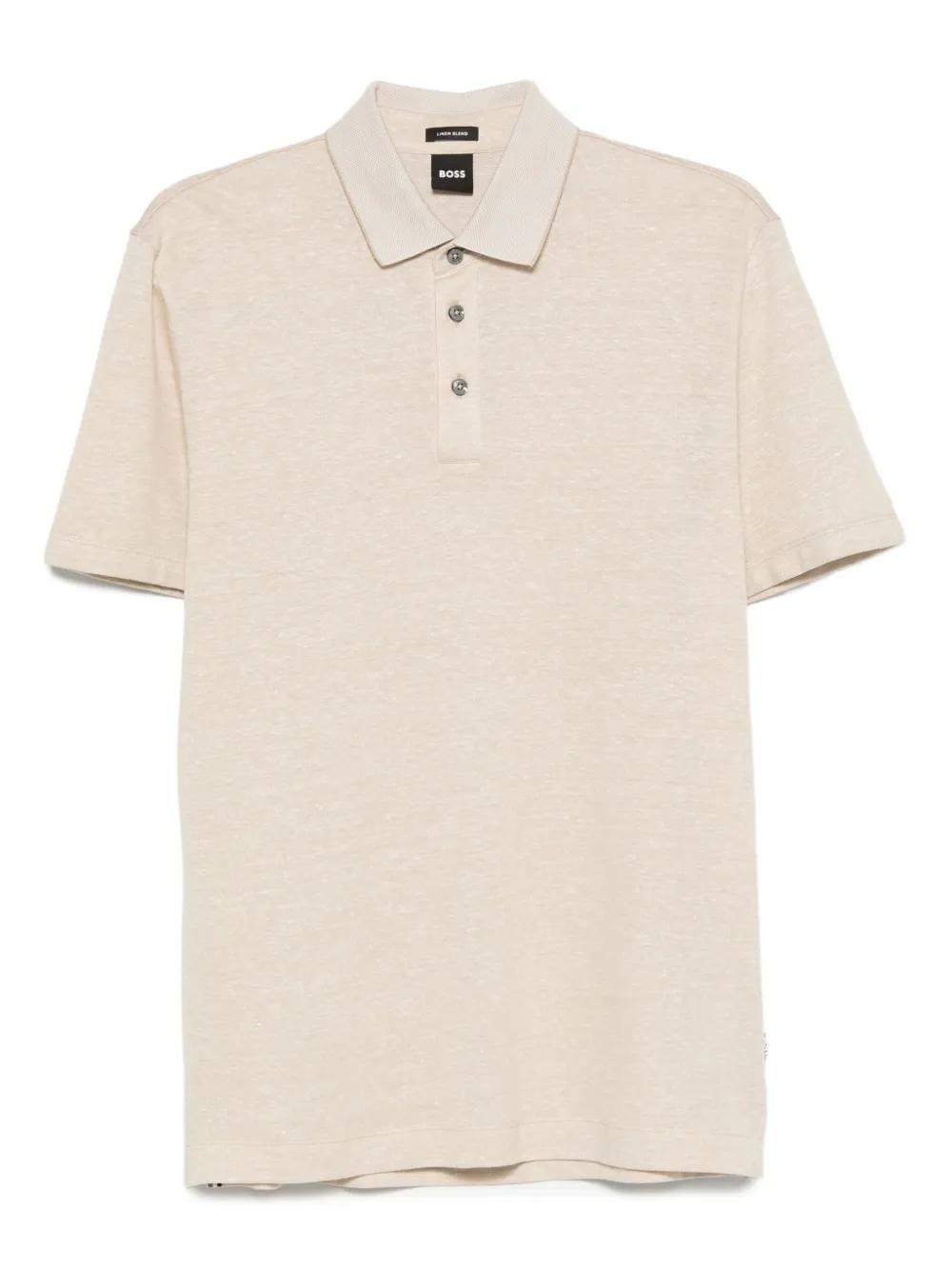 BOSS button-fastening linen-blend polo shirt Beige