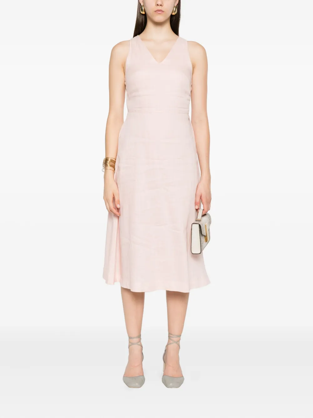 BOSS Midi-jurk met V-hals Roze