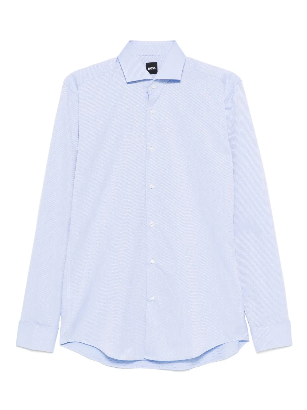 BOSS textured cotton shirt Blauw