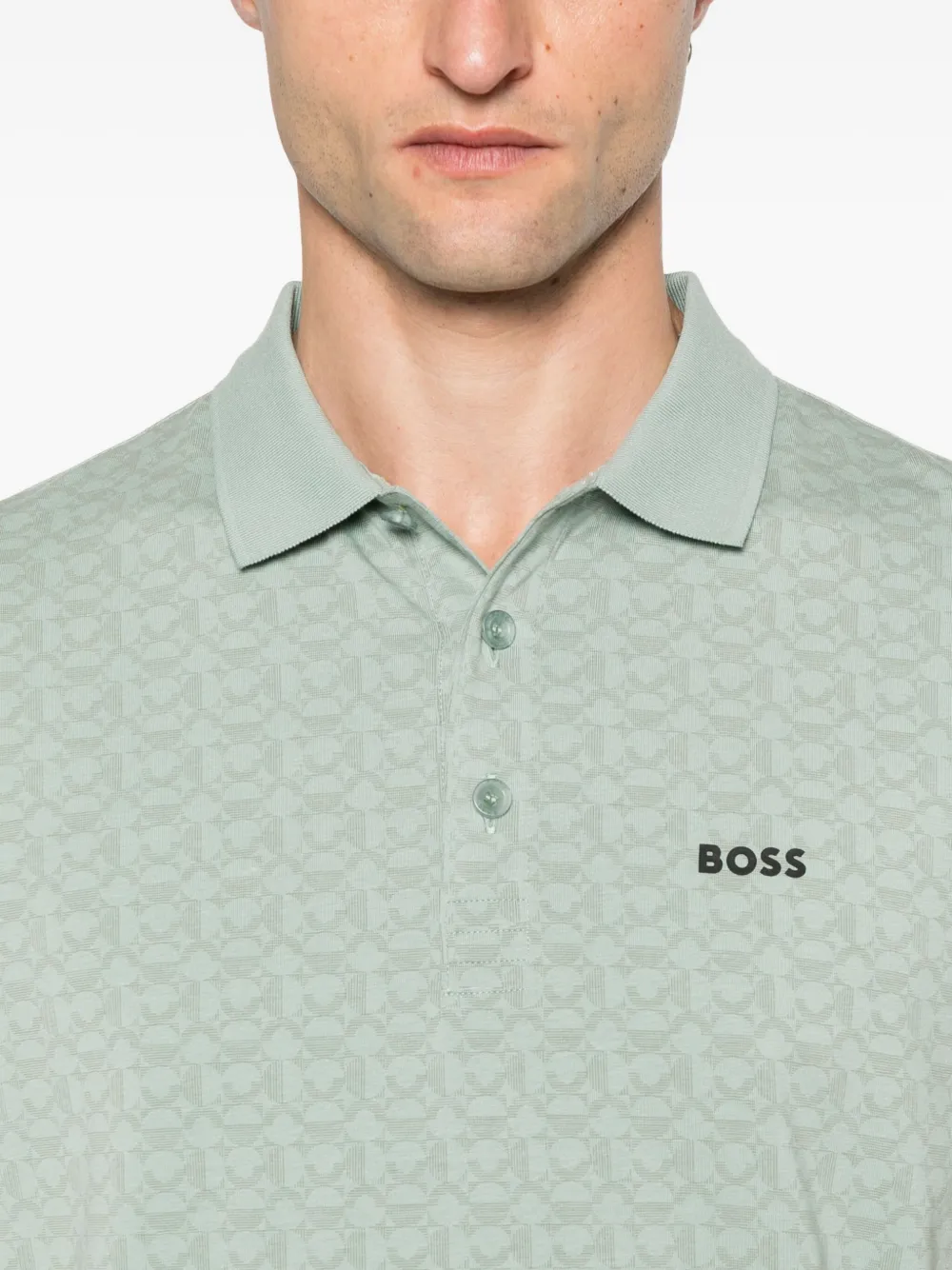 BOSS logo-print polo shirt Groen