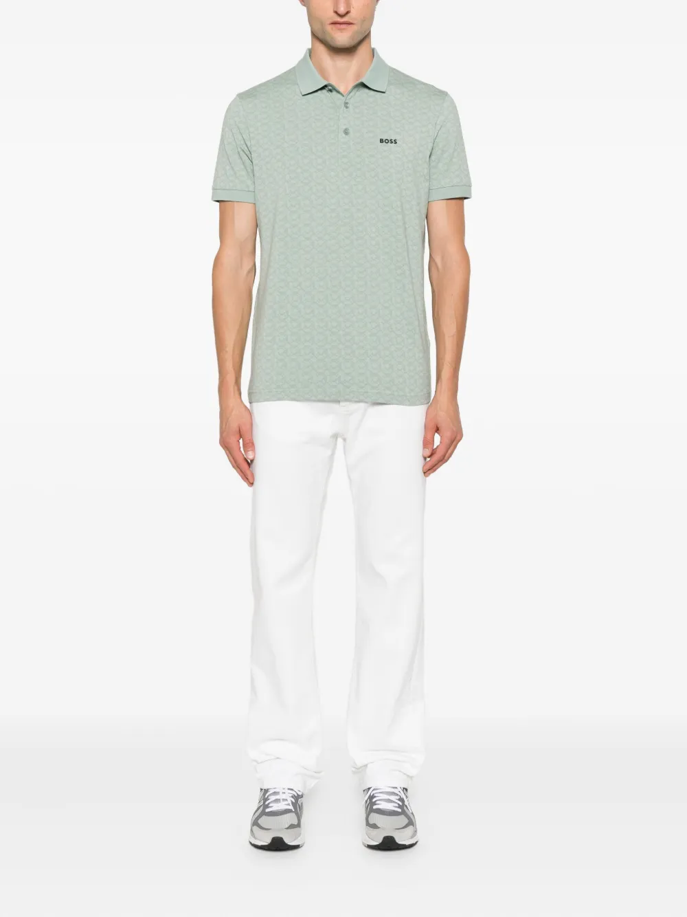 BOSS logo-print polo shirt Groen