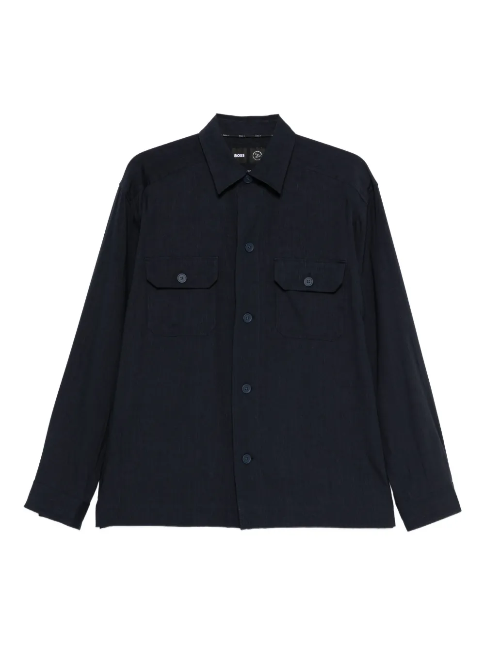 BOSS flat pocket shirt Blauw