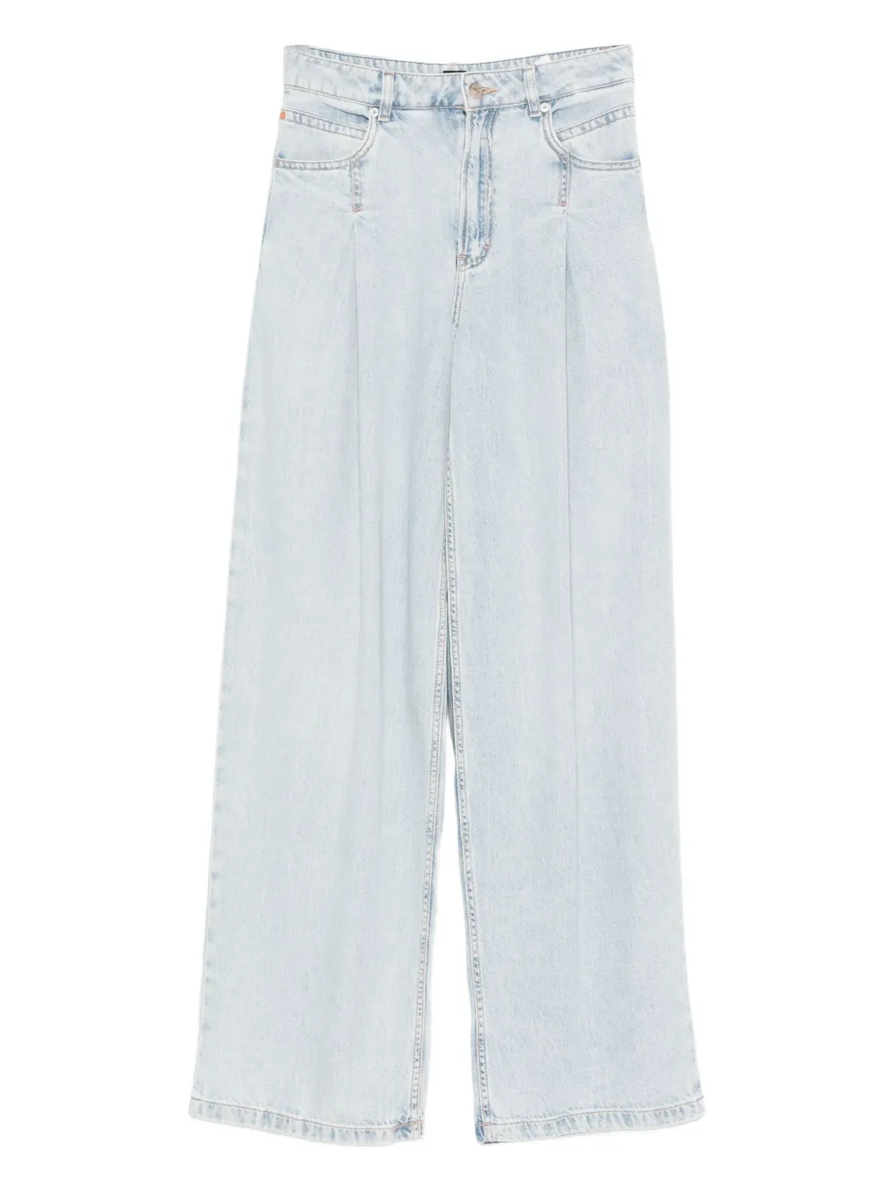 BOSS Geplooide boyfriend jeans Blauw