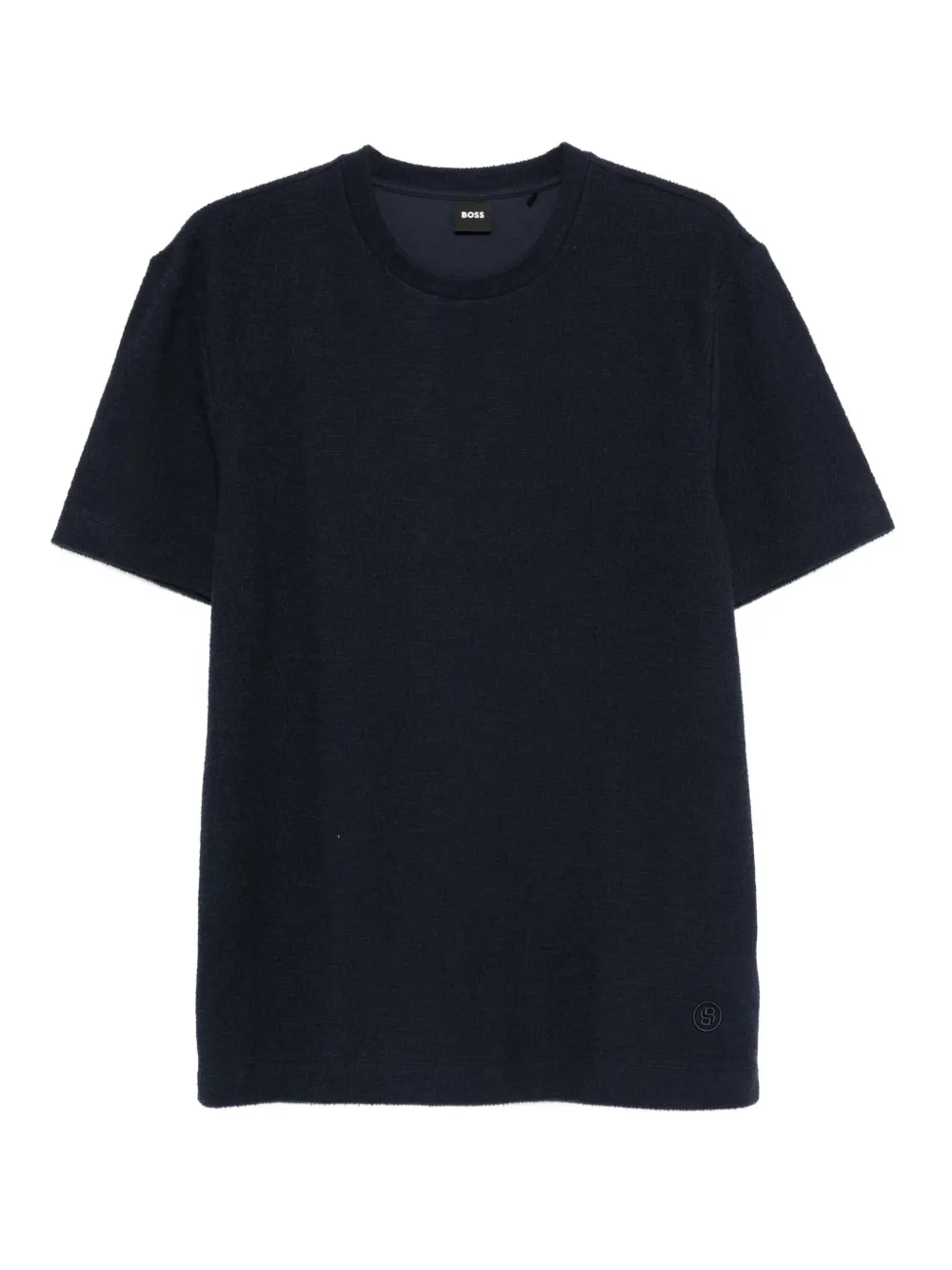 BOSS textured cotton T-shirt Blauw