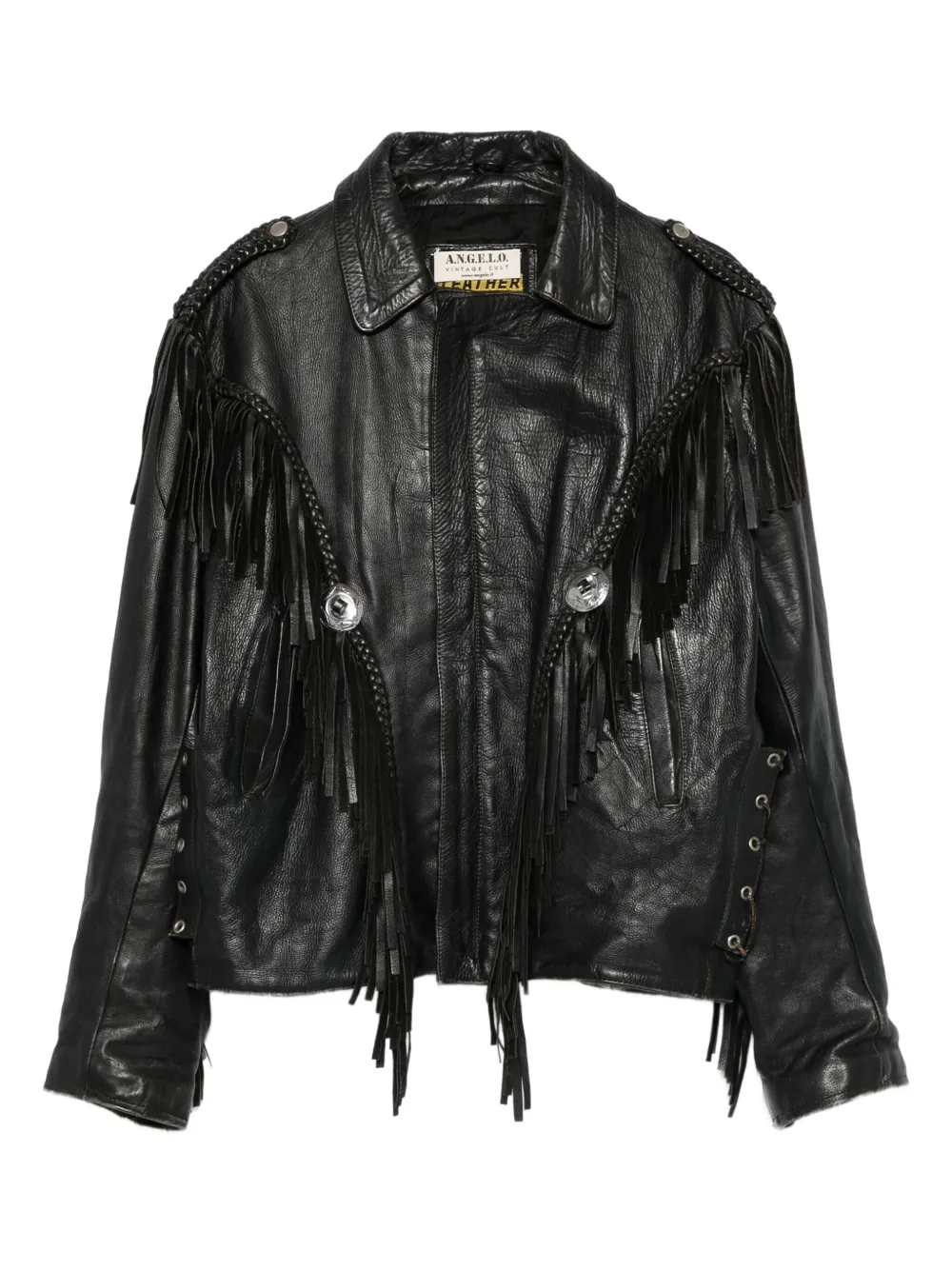 A.N.G.E.L.O. Vintage Cult 1990s フリンジ レザージャケット - ブラック A.N.G.E.L.O. Vintage Cult 1990s フリンジ レザージャケット - ブラック