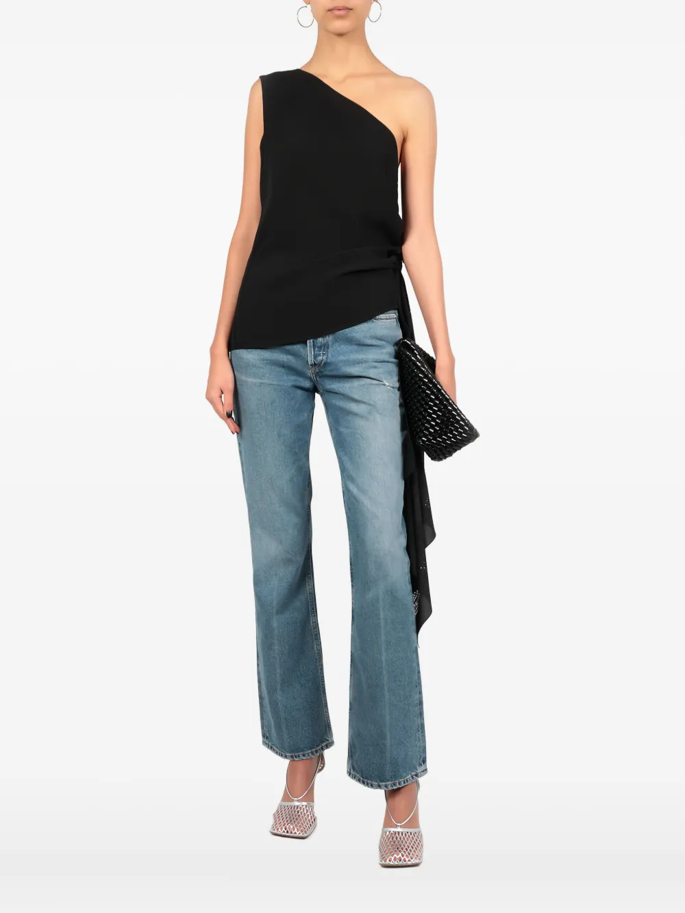 Givenchy one-shoulder laser-cut top Zwart