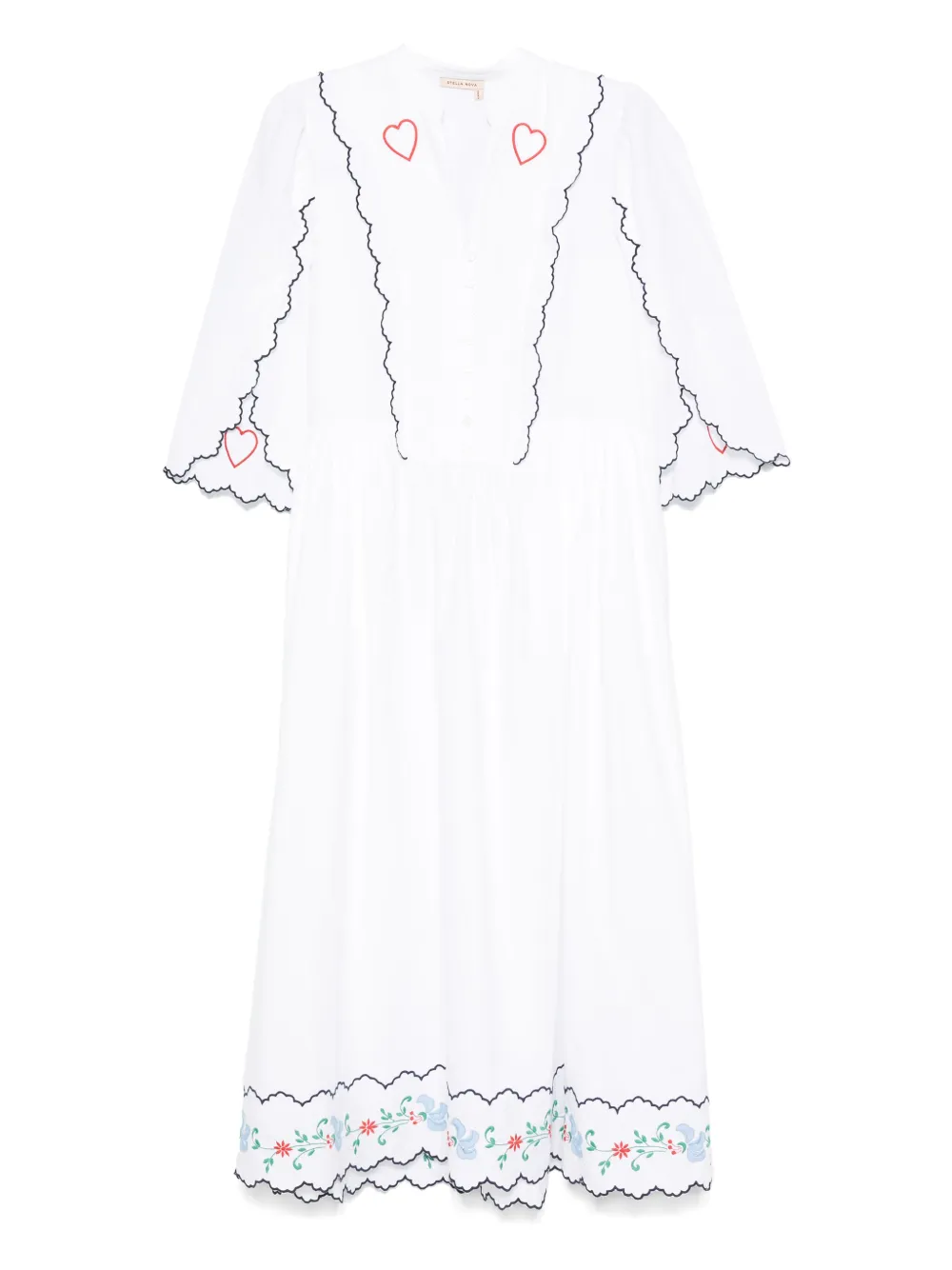 Stella Nova heart-embroidered midi dress | White | Image 1