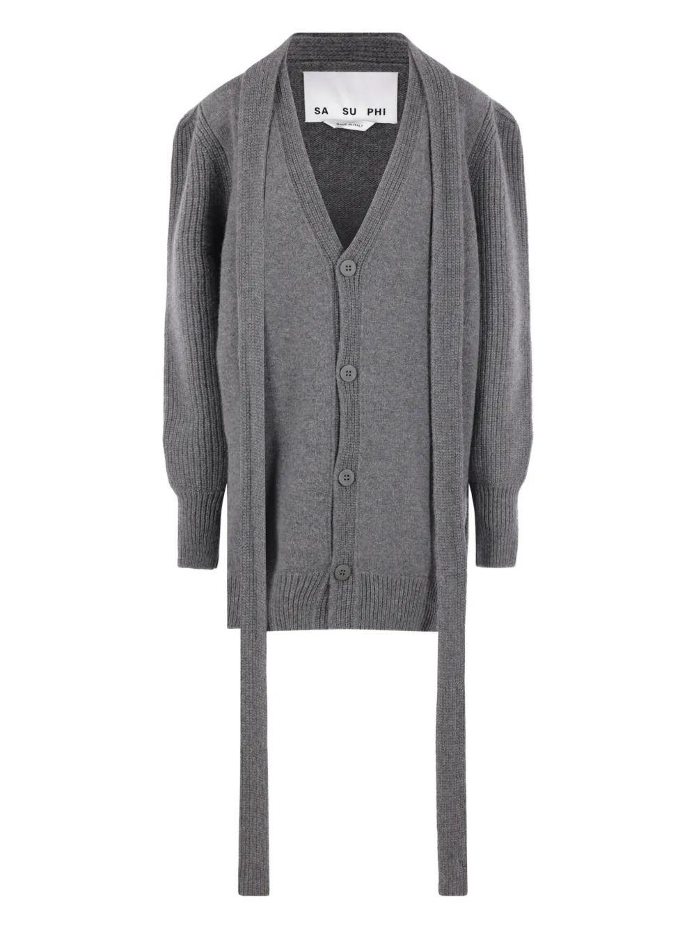 SA SU PHI buttoned tie cardigan - Grigio