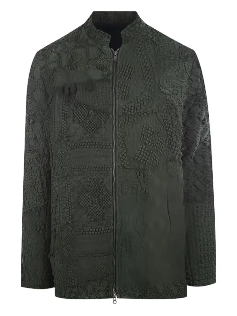 By Walid crochet-textured zip-front coat
