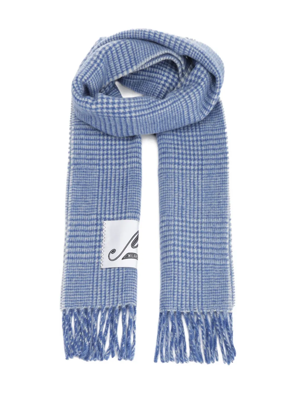 Marni check-patterned fringe scarf | Blue | Image 1