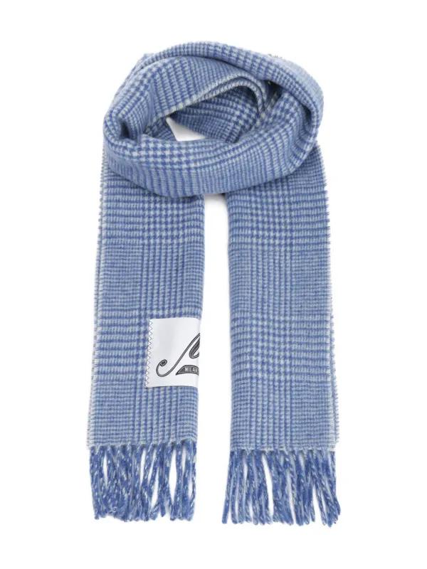 Marni Wool-blend Scarf with Prince of Wales Check in Blue