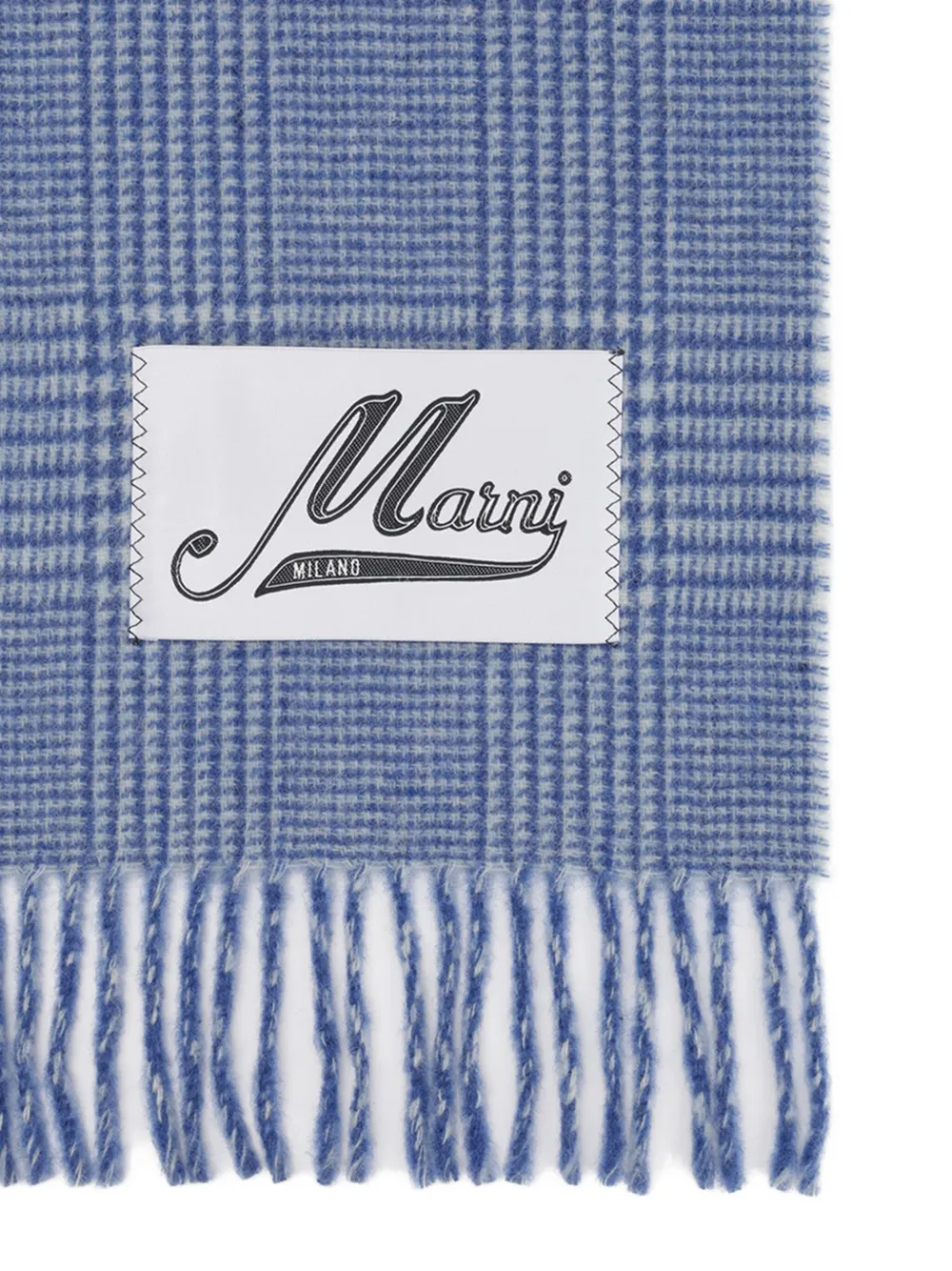 Marni Geruite sjaal met franje Blauw