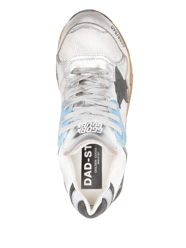 ★Golden Goose★ Running Dad Sneakers White Silver GWF00199F Women's Dad-Star in white mesh and suede