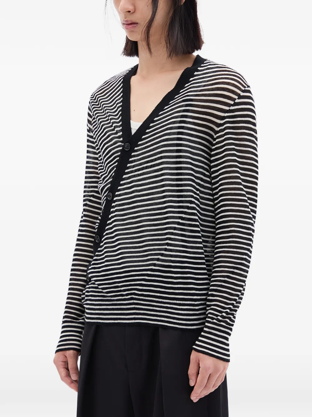  Ann Demeulemeester Abram Striped Button Cardigan - Black 