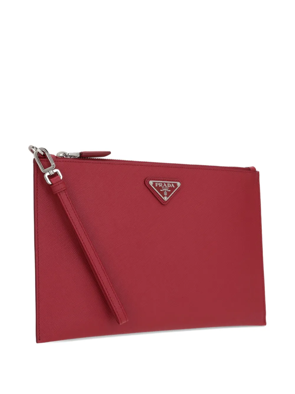 Prada triangle-logo clutch bag Rood