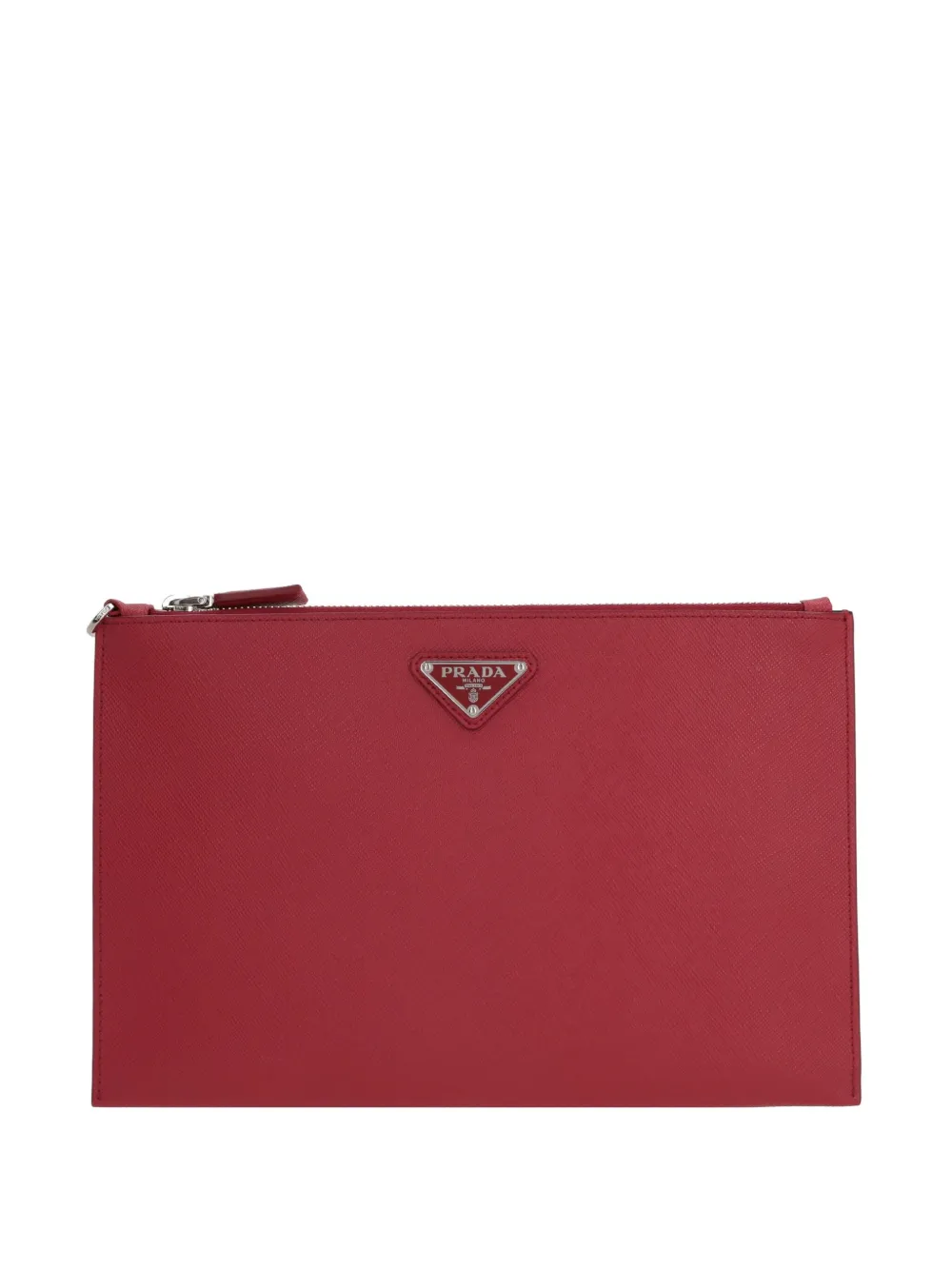 Prada triangle-logo clutch bag Rood