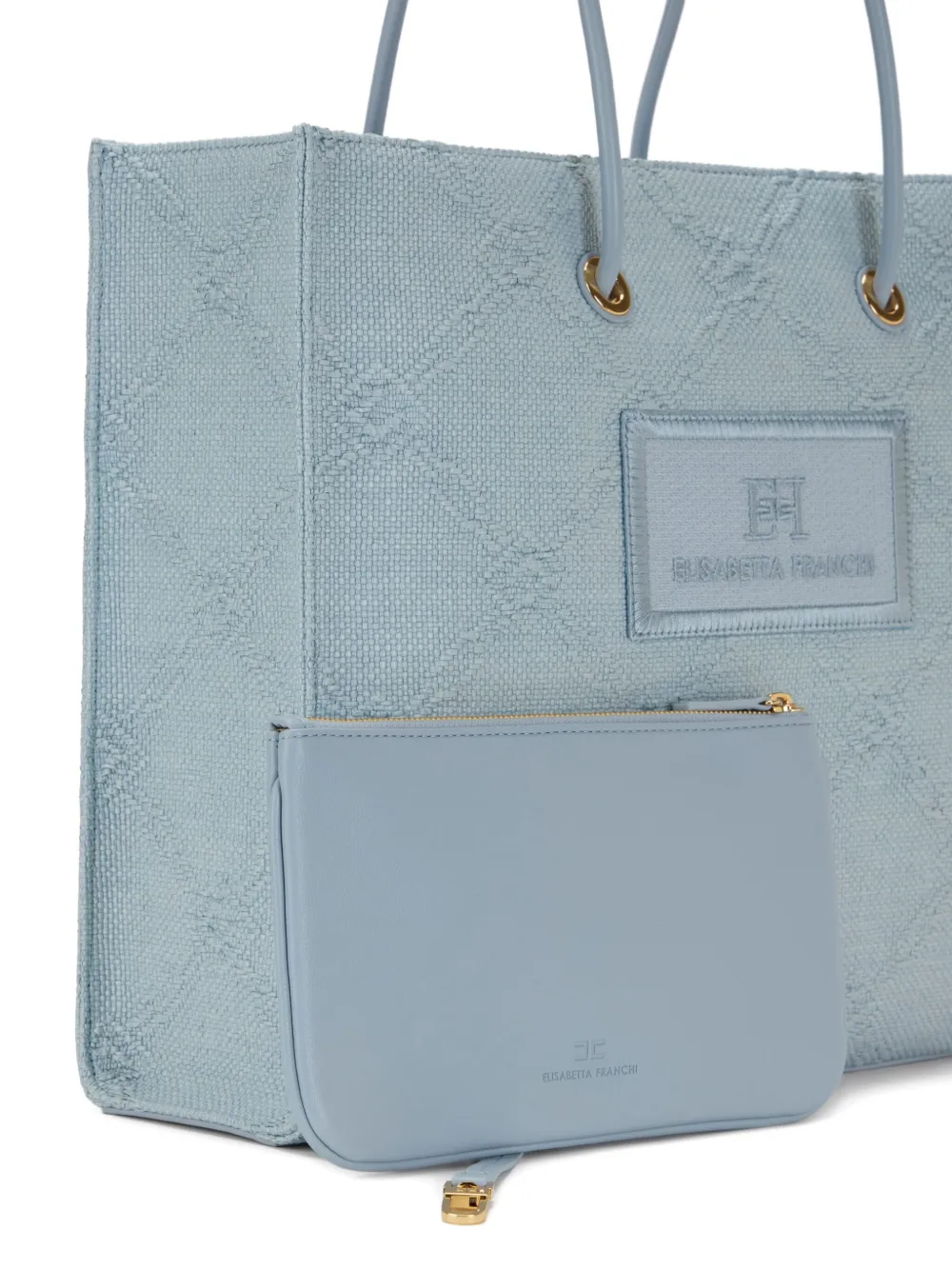 Elisabetta Franchi Shopper met geborduurd logo Blauw