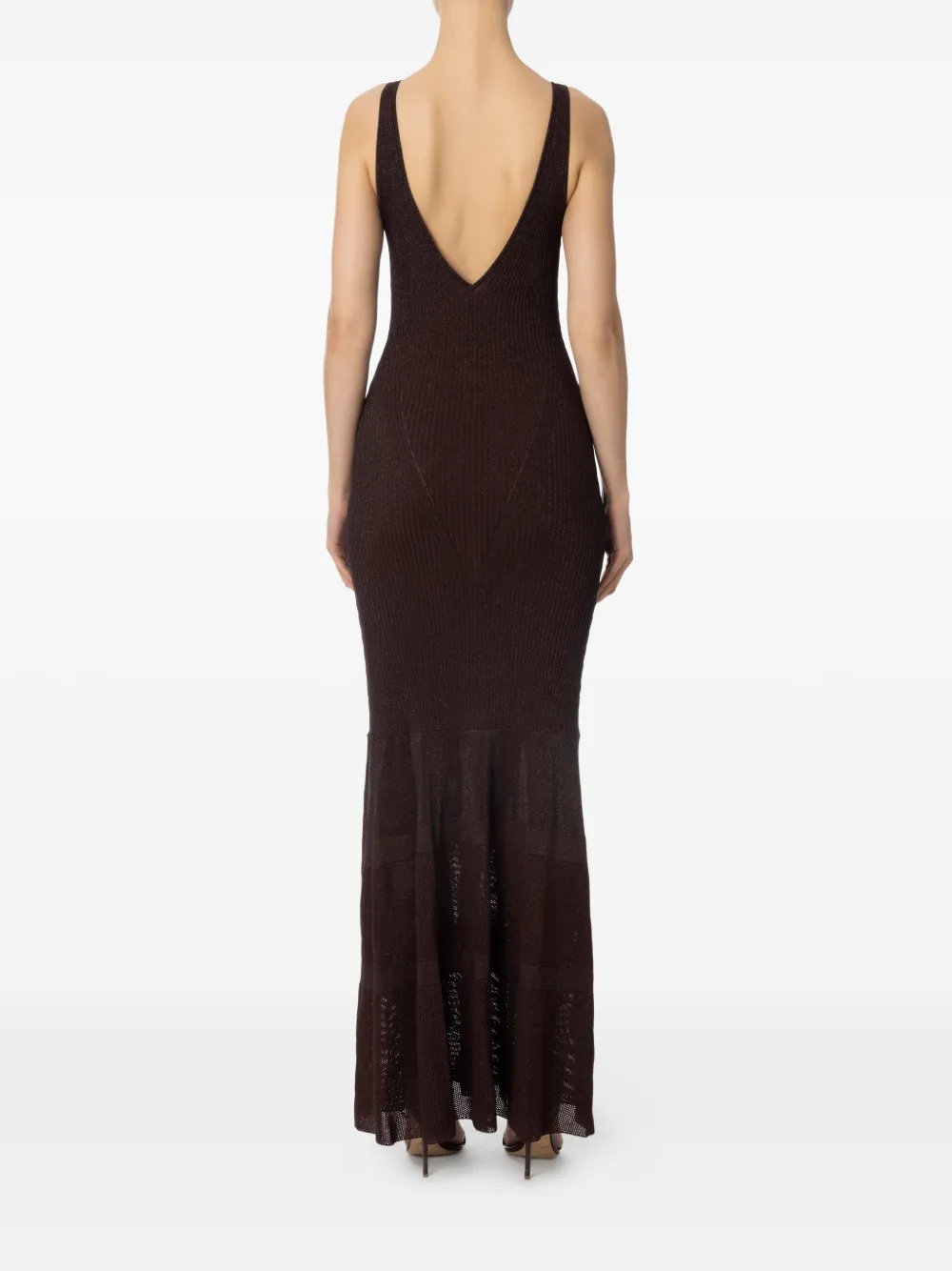 Elisabetta Franchi Jurk met V-hals Bruin