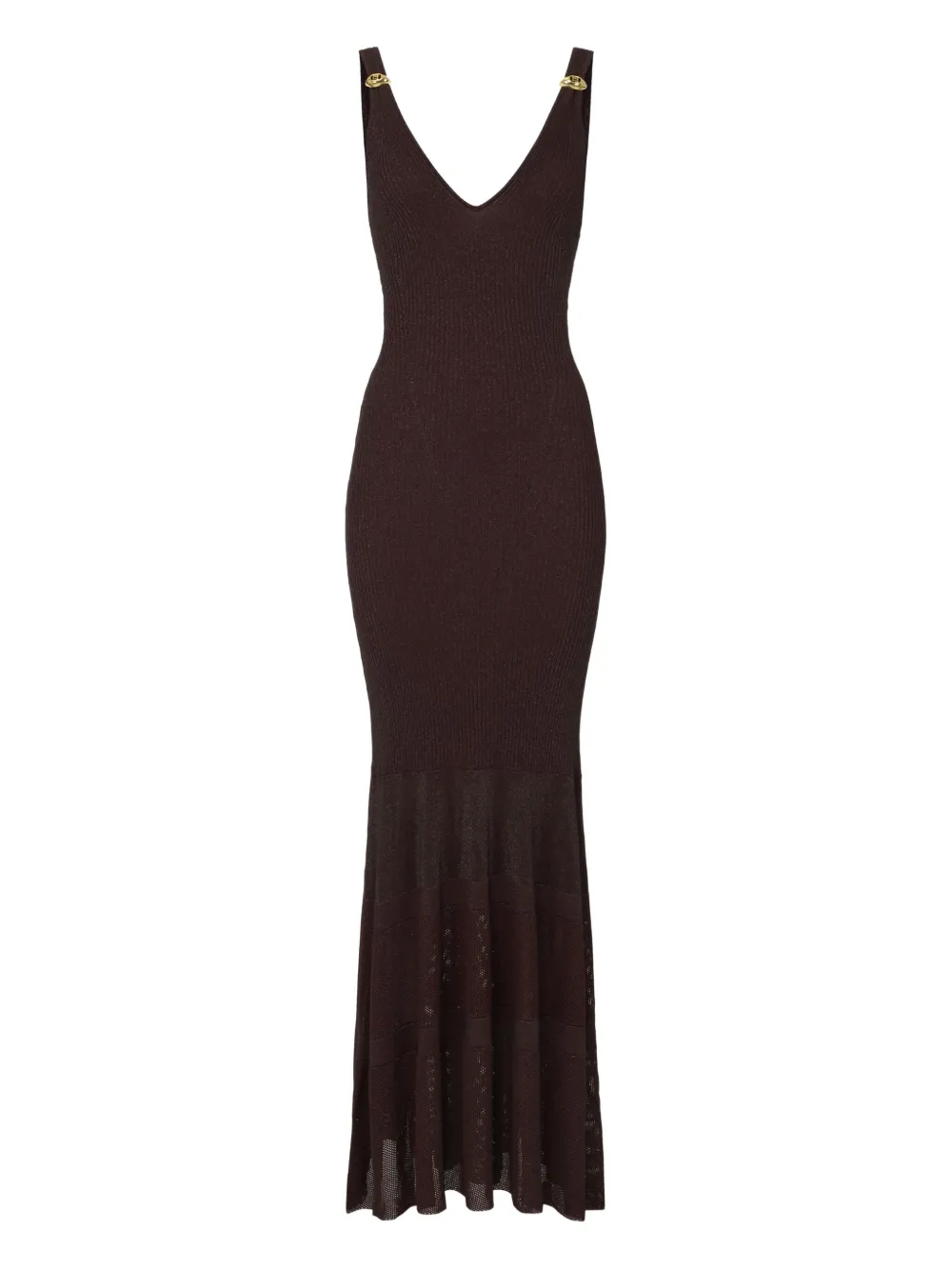 Elisabetta Franchi Jurk met V-hals Bruin