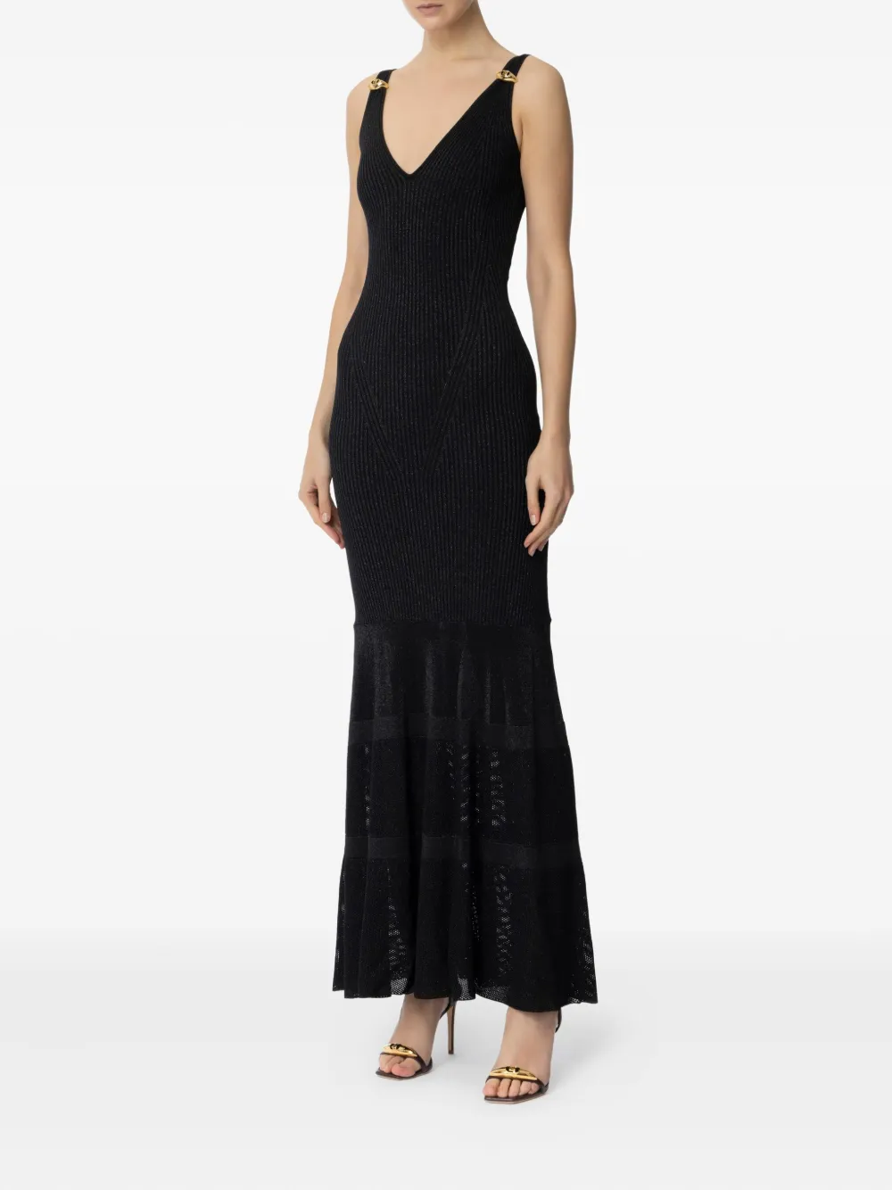 Elisabetta Franchi Jurk met V-hals Zwart