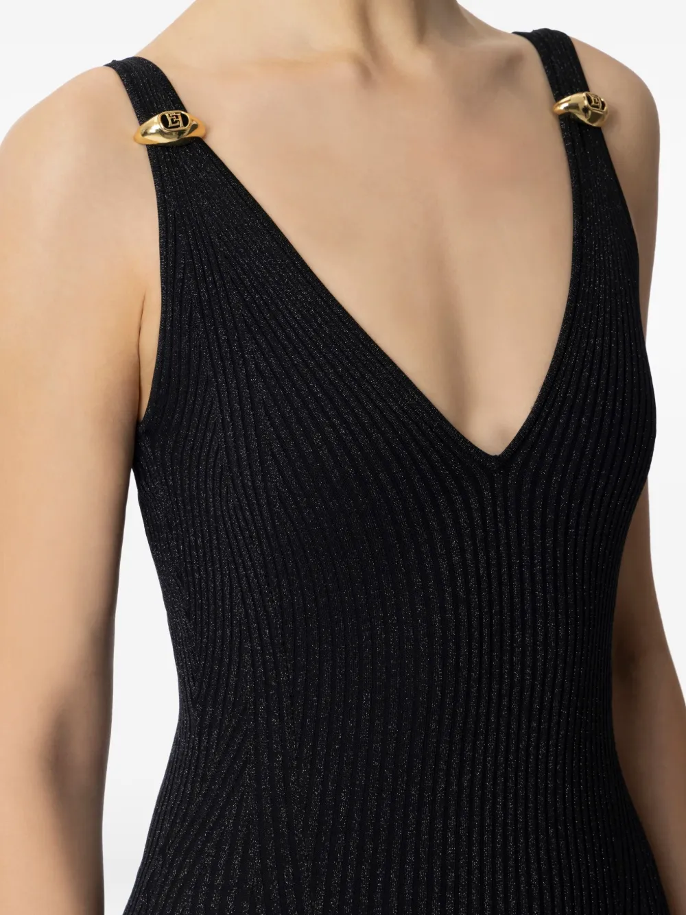 Elisabetta Franchi Jurk met V-hals Zwart