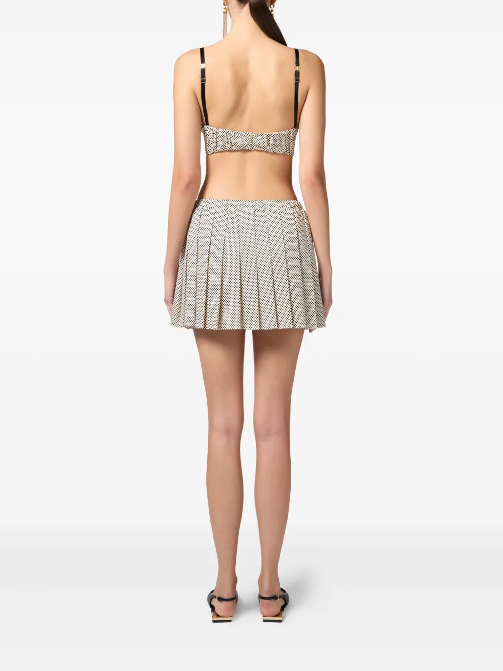 Elisabetta Franchi Plooirok met stippen Beige