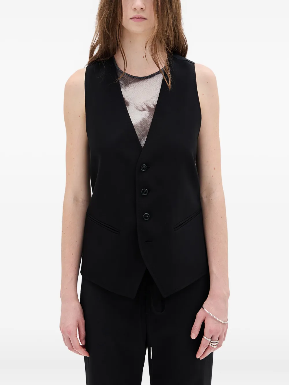 Ann Demeulemeester Charlotte Button-fastening Waistcoat In Black