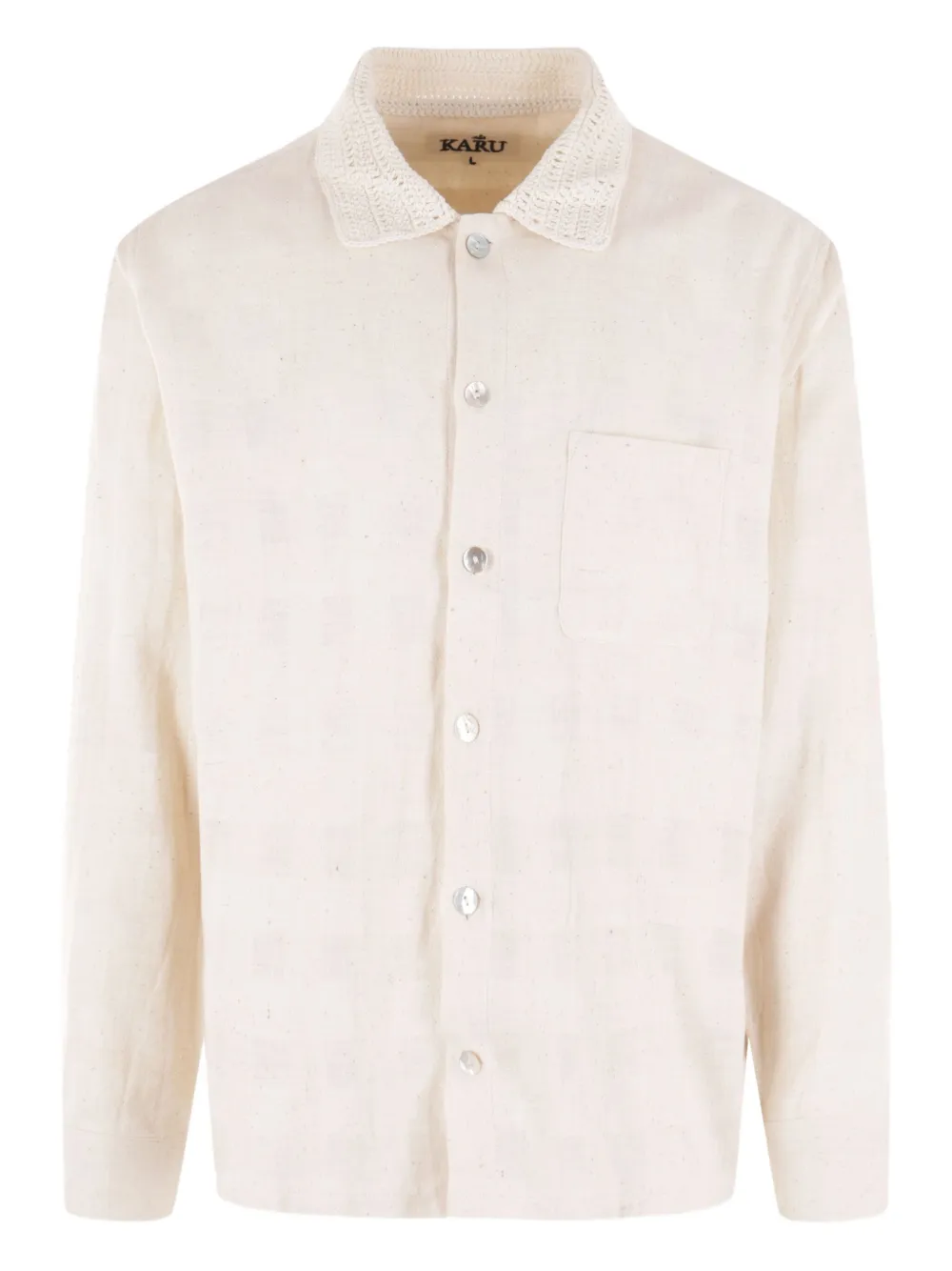 crochet-collar cotton shirt