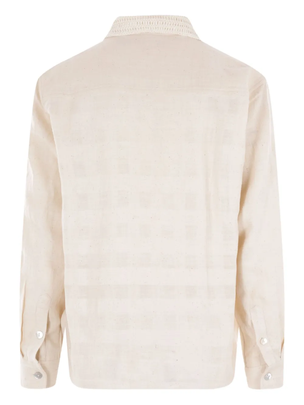 Kartik Research Katoenen overhemd met gehaakte kraag - Beige
