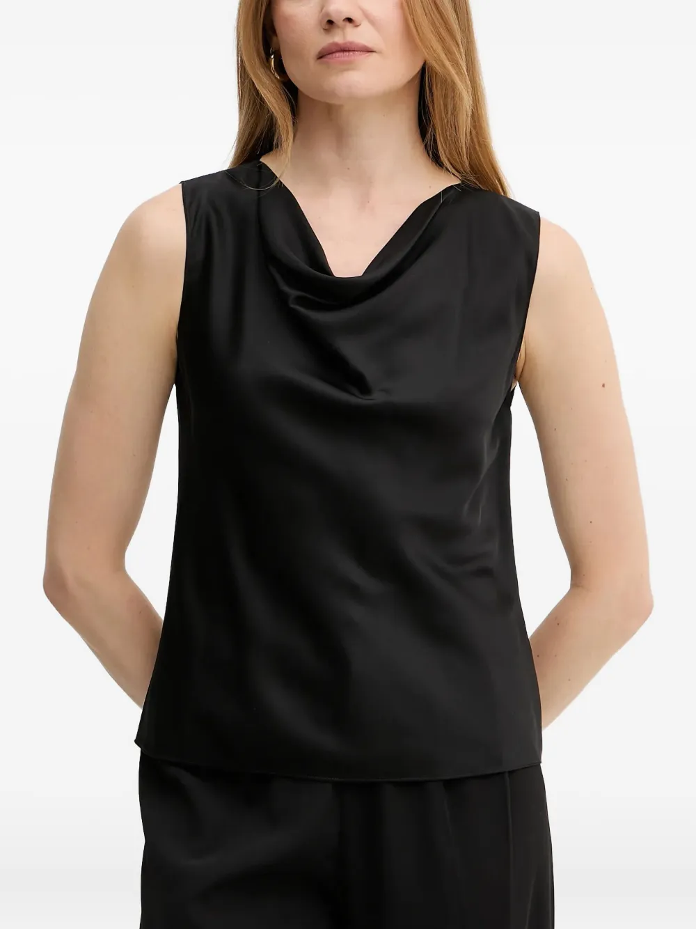 BOSS cowl-neck sleeveless top | Black | Image 1