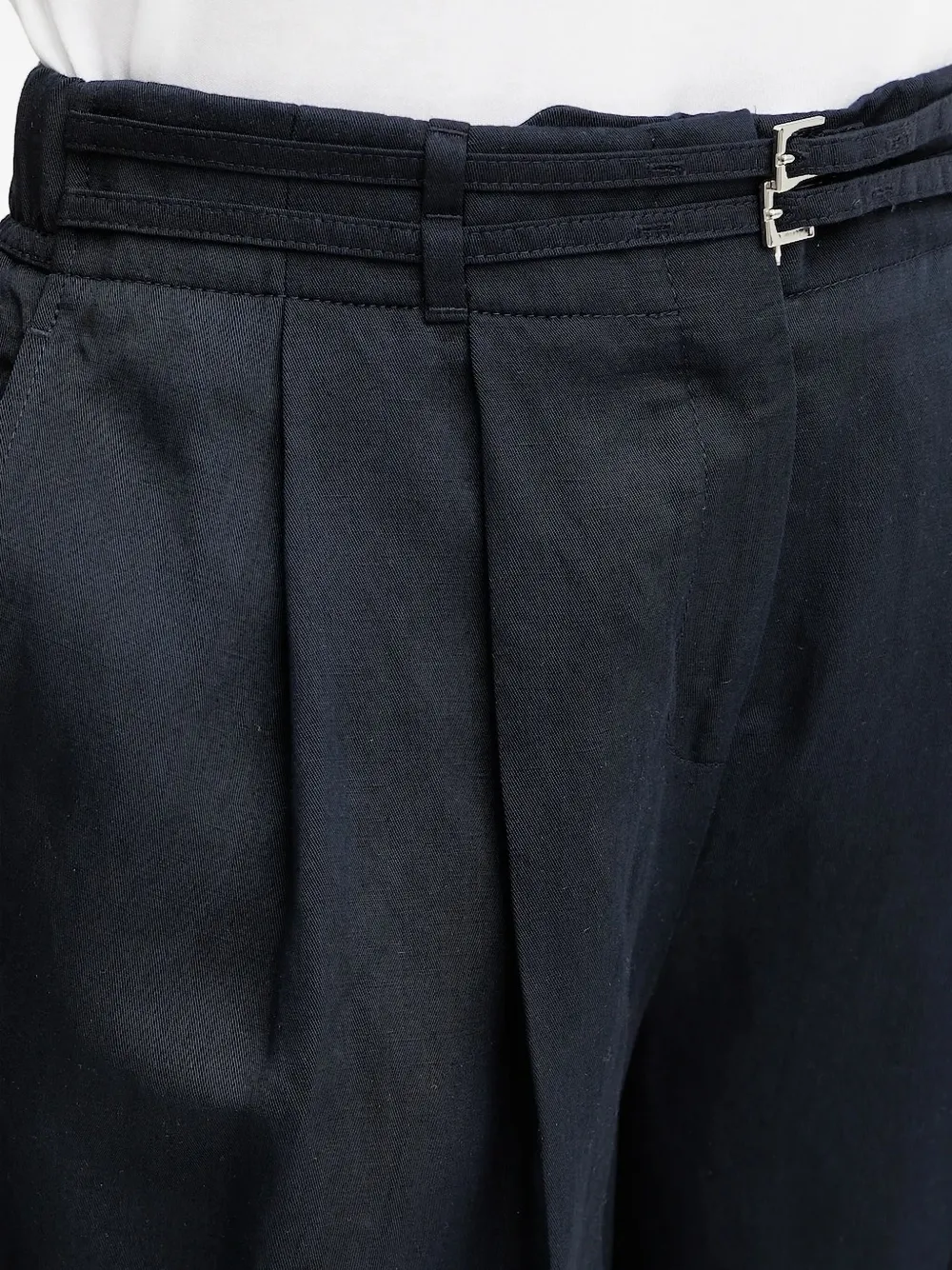Hugo Boss Pleated Belted Shorts In Blue
