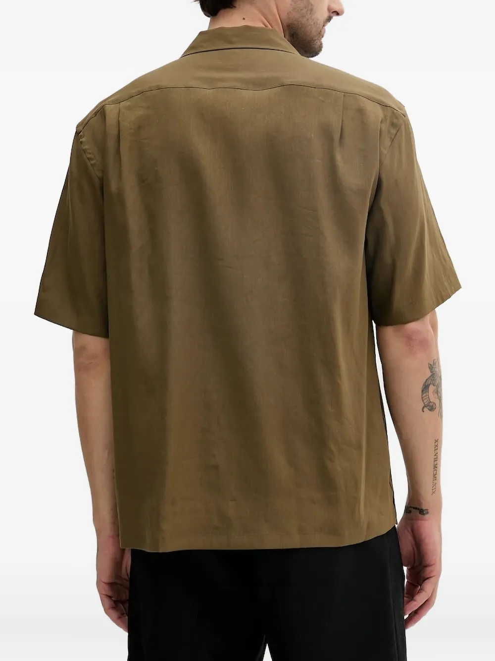 BOSS revere-collar short-sleeve shirt - Groen