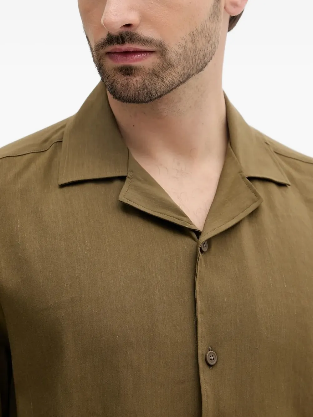BOSS revere-collar short-sleeve shirt Groen