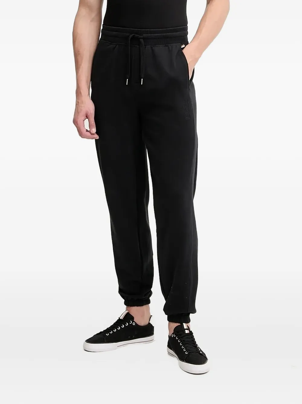 BOSS ribbed-cuff track pants Zwart