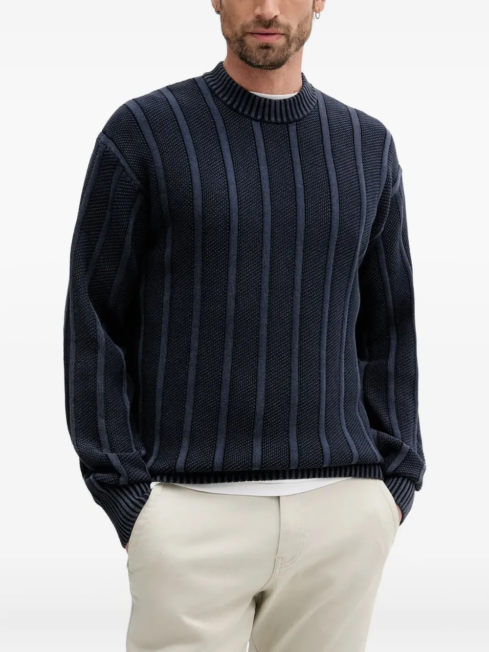 BOSS ribbed crew-neck sweater | Blue | Image 1