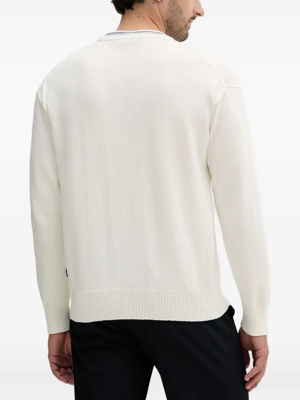 Hugo Boss Circular-emblem Crew-neck Sweater In White