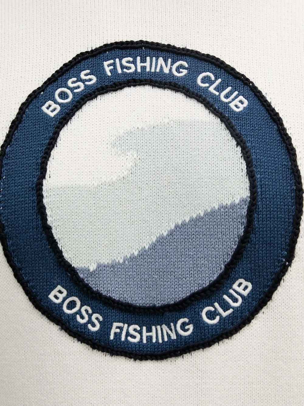 Hugo Boss Circular-emblem Crew-neck Sweater In White