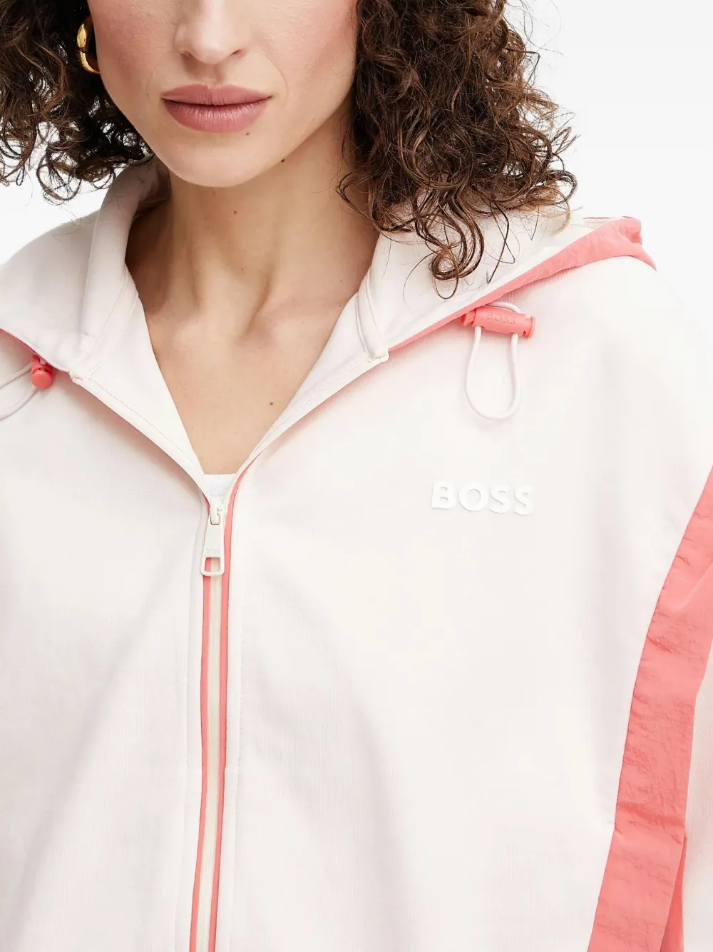 BOSS panelled hooded jacket Beige