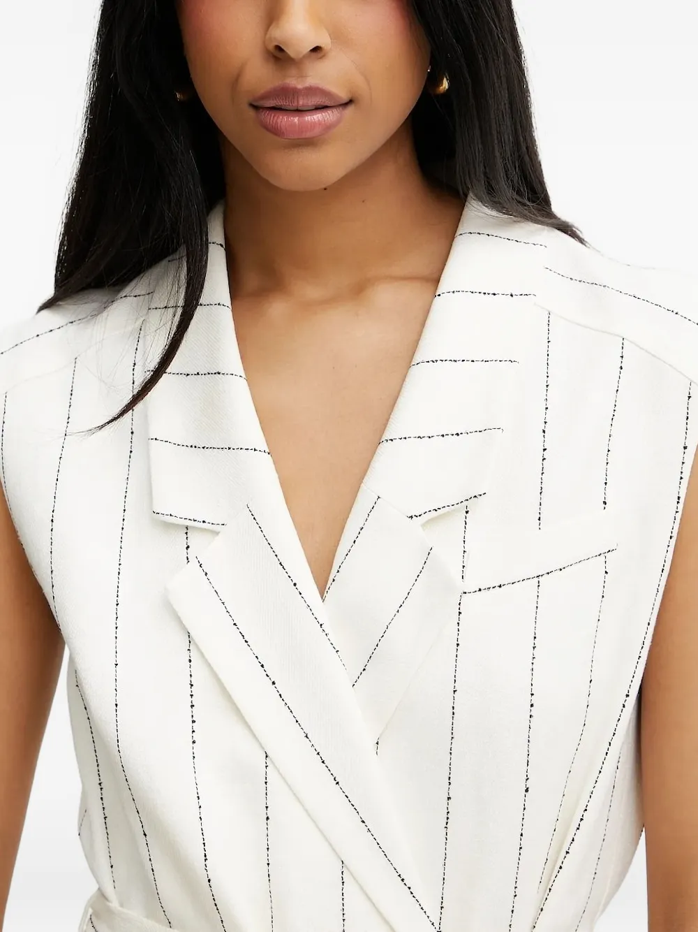 BOSS Midi-jurk met krijtstreep en ceintuur Wit