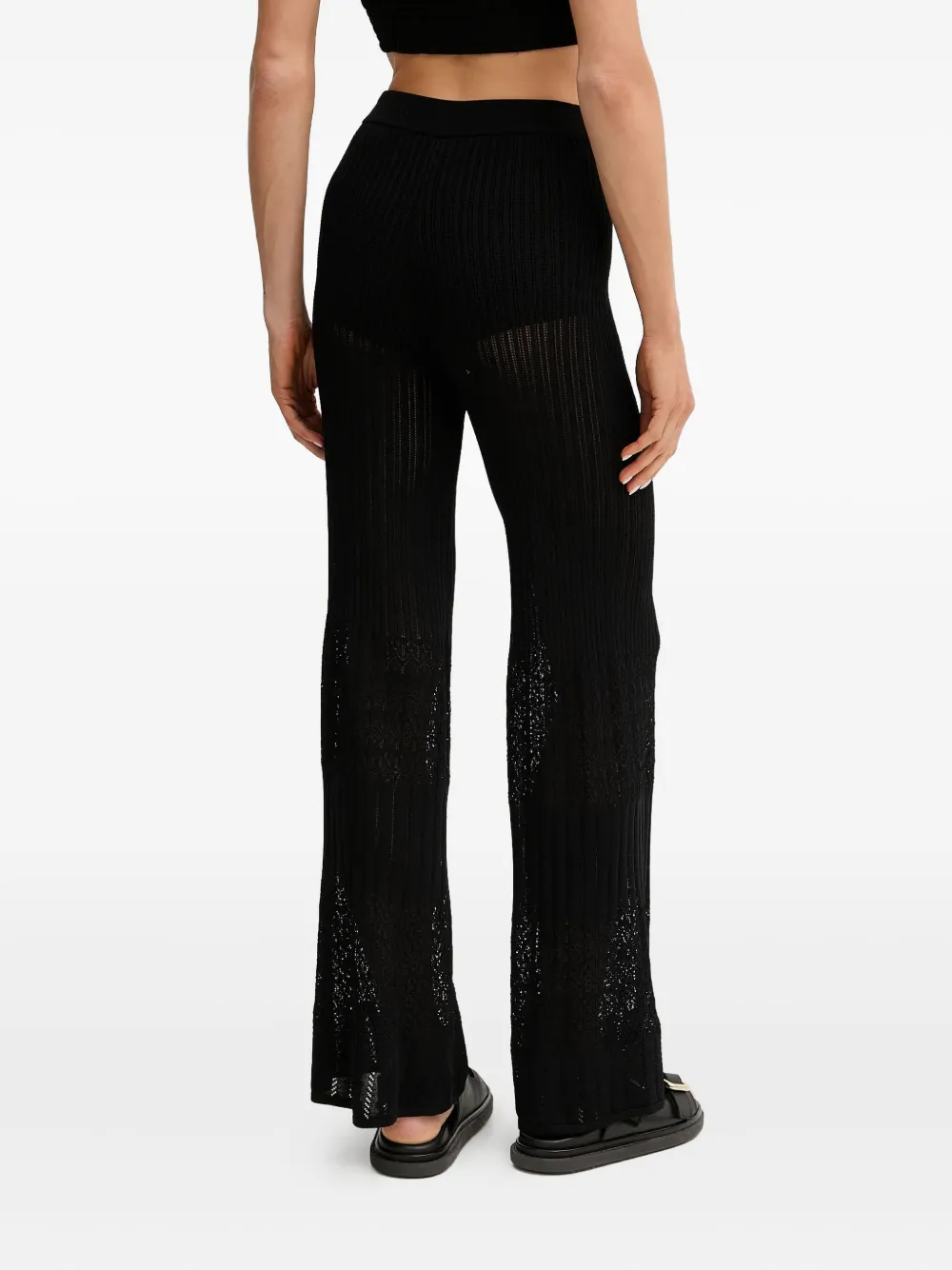 BOSS ribbed high-waisted trousers Zwart