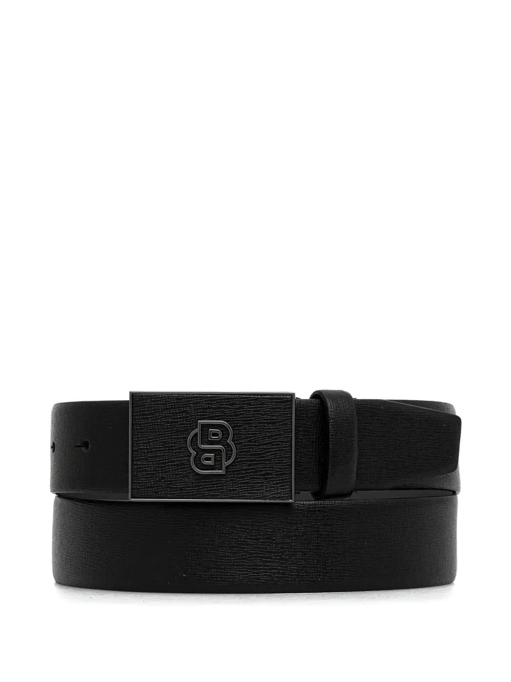 BOSS Leren riem met logoplakkaat Zwart