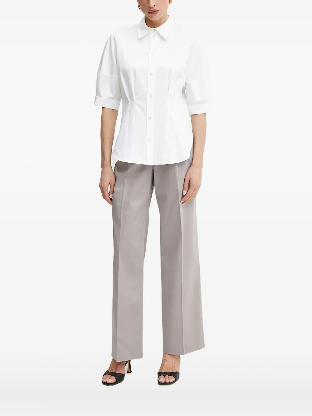 Hugo Boss Button-front Fitted Shirt In White