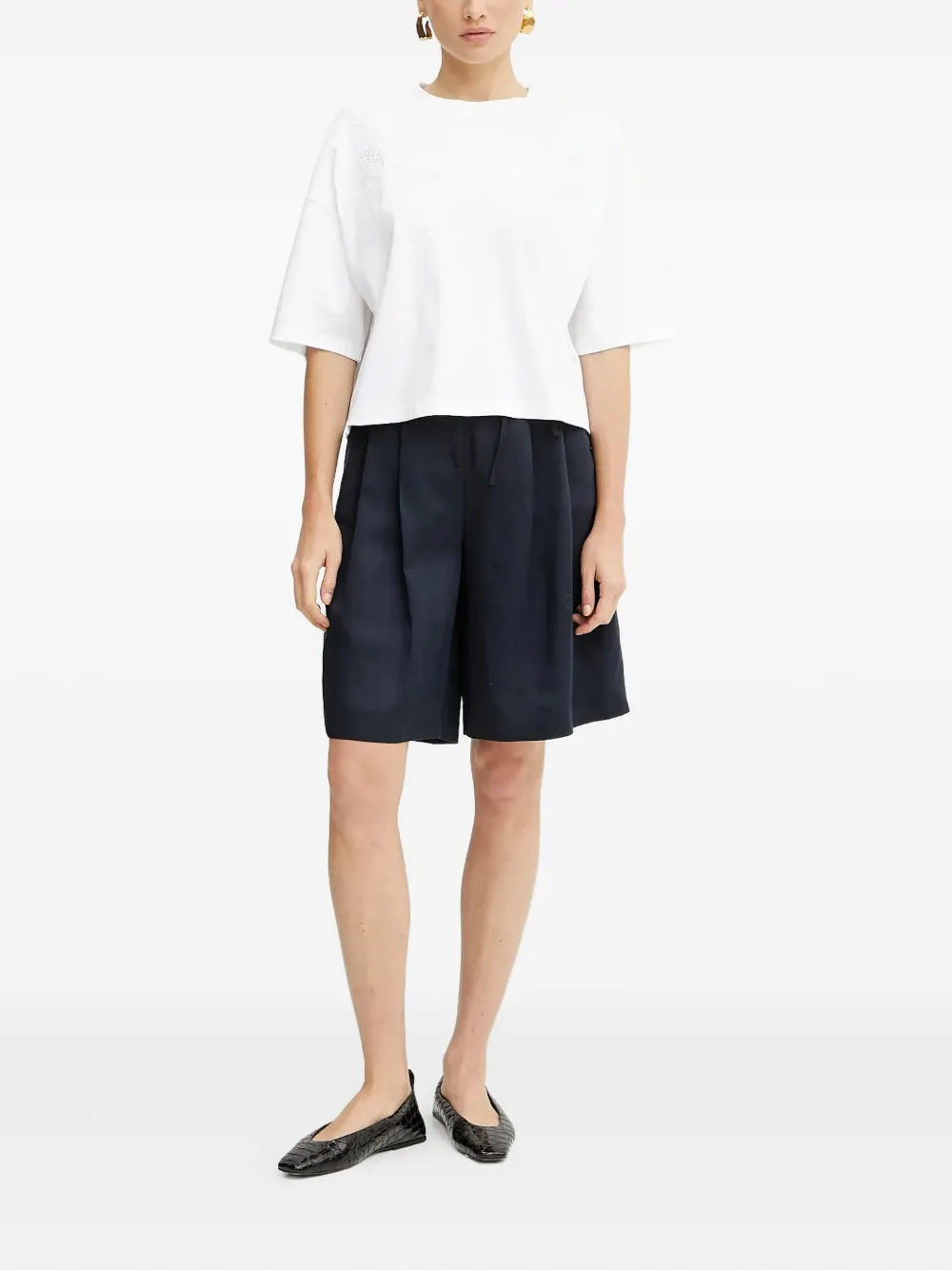 BOSS embroidered boxy T-shirt Wit