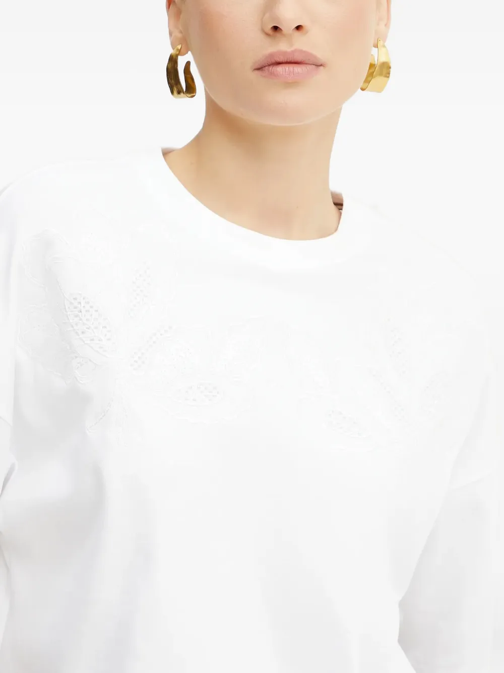 BOSS embroidered boxy T-shirt Wit