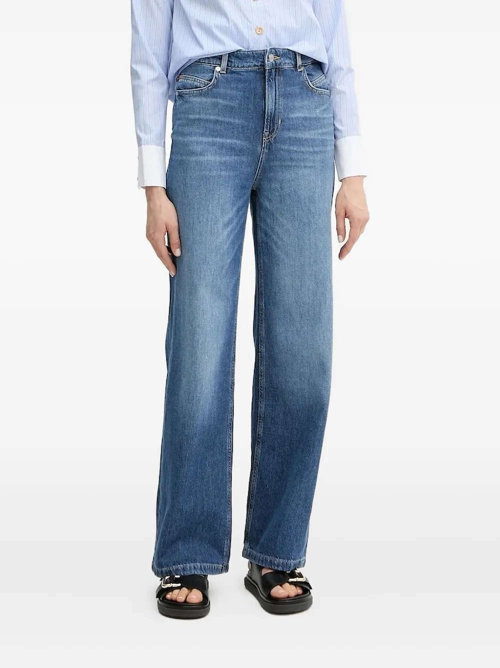 BOSS embroidered-logo jeans Blauw