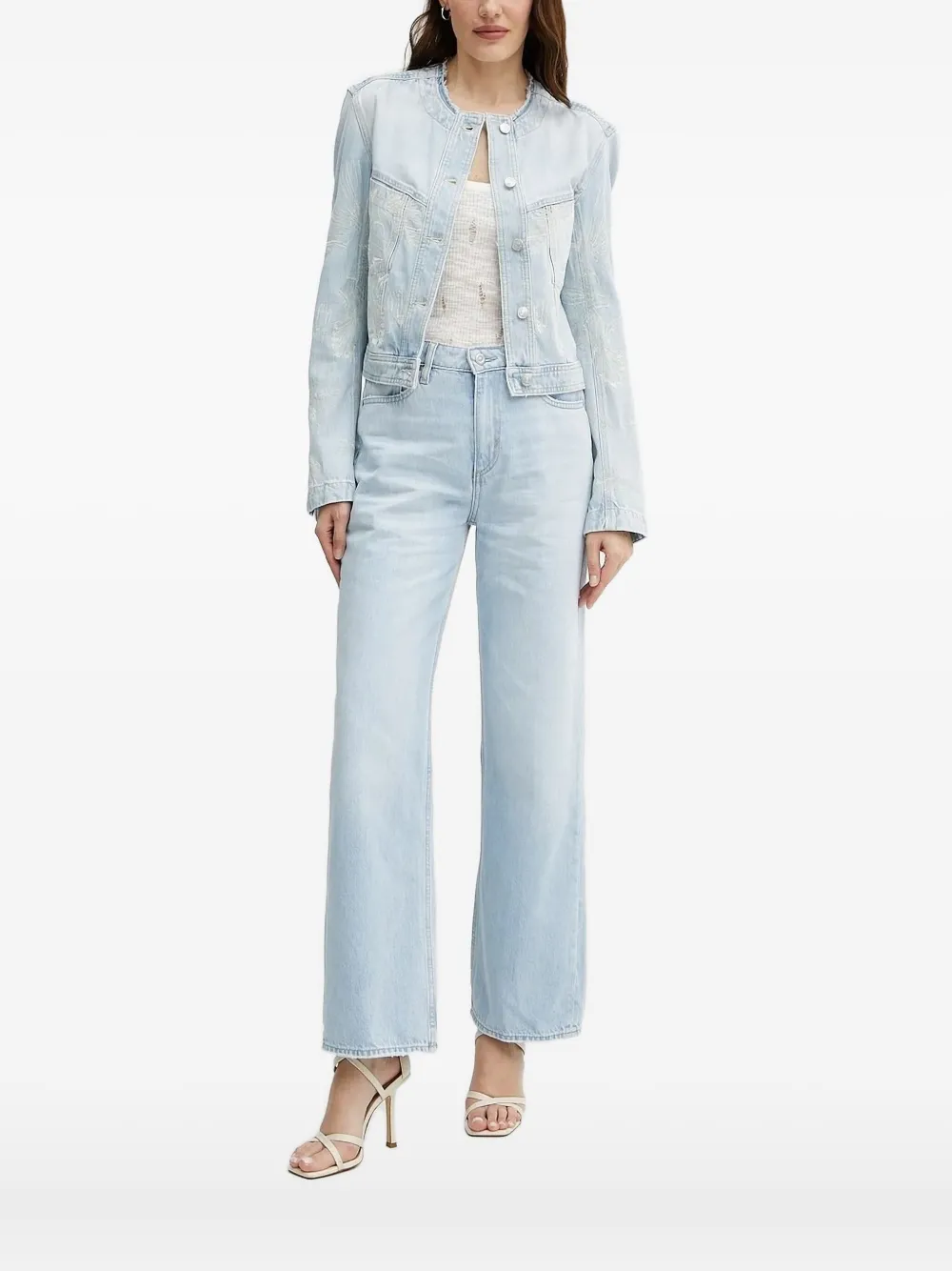 BOSS embroidered denim jacket - Blu